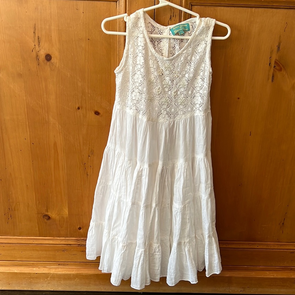 Antica Sartoria white lace and beaded girls dress